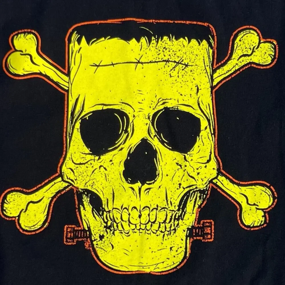 The Children's Place Boy's Black Frankenstein's Monster Skull T-Shirt Size 5-6